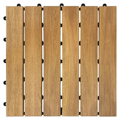 Obrázok produktu pre XINZI 1 m² drevené dlaždice s klikovým systémom – terasové a balkónové dlaždice z akátového dreva, sada 11 ks, 30 x 30 cm, s odvodňovacím systémom a klikovým systémom (typ 1)