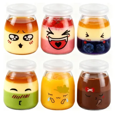 6 Joghurtgläser aus Glas, 150 ml, luftdicht, stapelbar