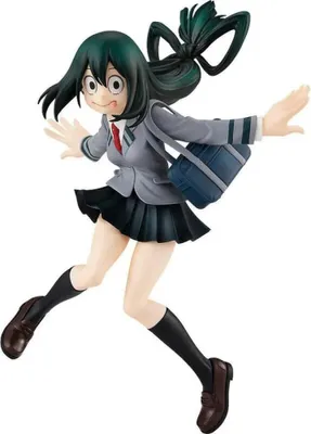 A figurine of a character in a school uniform, in a dynamic pose.