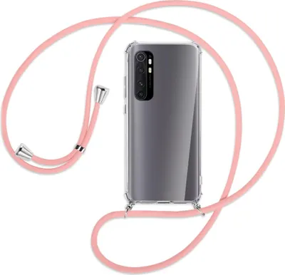 Produktbild von Handykette Backcover-Schutzhülle mit Band (Metall silberfarben) für Xiaomi Mi Note 10 Lite - rosa