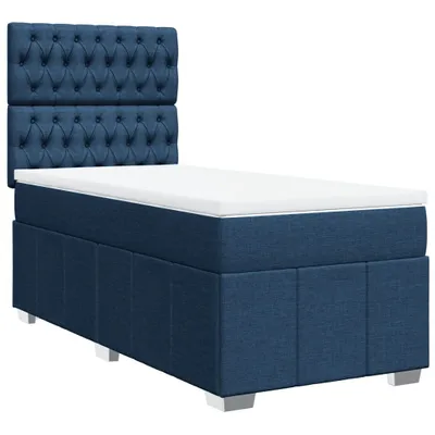 Productafbeelding van Boxspringbed met matras, blauw, 80x200 cm, met stoffen bekleding