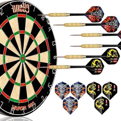 Produktbild von Stahl-Dartbord mit 12 Pfeilen Sisal