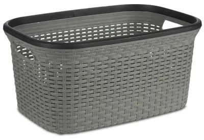 Produktbild von Kipit Waschekorb aus geflochtenem Rattan - grau - Kunststoff - 36 Liter