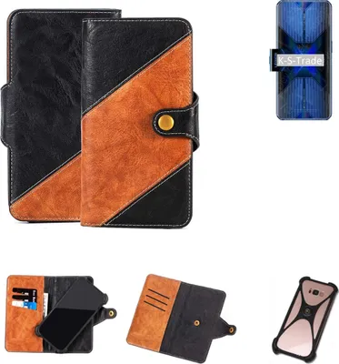 Produktbild von K-S-Trade Handyhülle Schutzhülle Bookstyle Case Wallet-Case kompatibel mit Huawei Enjoy 20s Handy Cover Bumper Klapphülle schwarz hellbraun 1x
