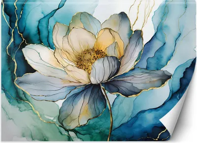 Produktbild von Vlies fototapete Blume aquarelliert abstrakt 200x140 cm Feeby Blau inkl. Kleber einfache Montage
