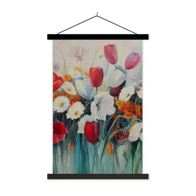 Produktbild von MuchoWow® Textilposter Malerei - Ölgemälde - Blumen 120x180 cm mit schwarzem Rahmen - Fotos