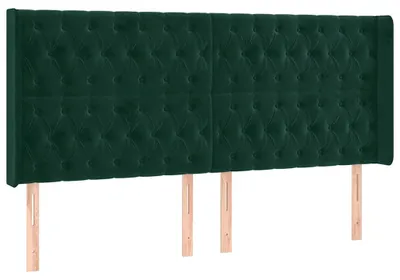 Produktbild von vidaXL Kopfteil mit Ohren Dunkelgrün 203x16x118/128 cm Samt