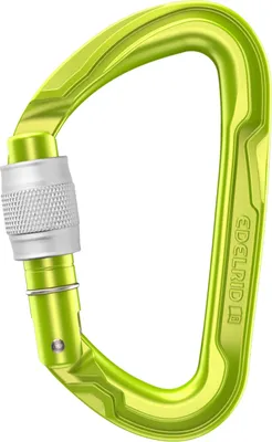 Grüner Verschlußkarabiner "Pure Screw" von Edelrid; ideal für Klettern; mit Schraubverschluss.