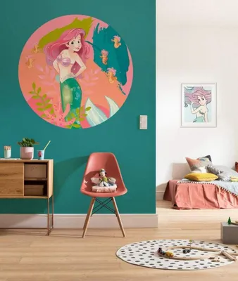 Productafbeelding van Komar Vlies fotobehang "Ariel Happy Coral" met koeienmotief, zelfklevend - Afmetingen: 128 x 128 cm (breedte x hoogte) - 1 stuk