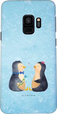 Produktbild von Mr. & Mrs. Panda Samsung Galaxy S9 Handyhülle Pinguin Pärchen - Eisblau - Geschenk, Smartphone Hülle, Liebesbeweis, Handycover, Verknallt, Liebe, Hochzeit, Hochzeitstag