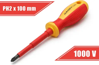 Produktbild von Isolierter Kreuzschlitzschraubendreher PH2 x 6 x 100 mm - 1000V, magnetische Spitze, VDE [10569].