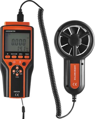 Image de Anémomètre manuel split SucceBuy, 14℉-140℉, anémomètre numérique, CFM-mètre avec rétro-éclairage LED, mesure la vitesse du vent, la température, le flux d'air pour la voile, le surf, HVAC