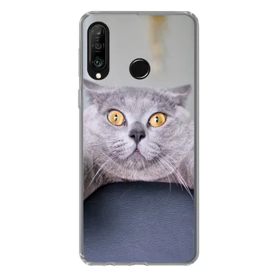 Produktbild von MuchoWow® Handyhülle Schutzhülle Hülle für Huawei P30 Lite Katze - Angst - Stuhl Silikon Softcase Handy Hülle - Handyhülle