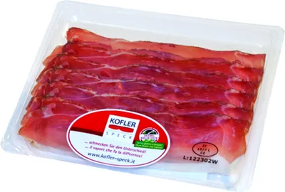 Obrázok produktu pre Nakrájaná slanina, vákuovo balená, cca 100 g – Kofler Delikatessen