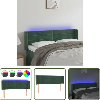 Produktbild von The Living Store LED Kopfteil Dunkelgrün 147x16x78/88 cm Samt