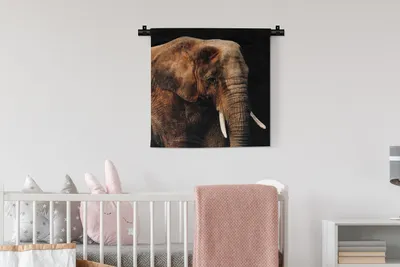 Produktbild von MuchoWow® Wandteppich Wandbehang Elefant - Tiere - Braun 60x60 cm Tapisserie Dekoration Wandtuch - Dekorationen - Wand Decke