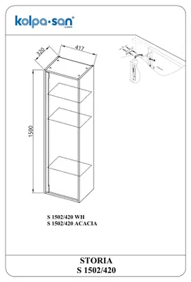 Productafbeelding van Kolpa STORIA kast met deur, model S 1502/420, kleur wit