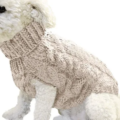 Produktbild von ASKSA Hundepullover Haustier Warmer Mantel Strickwolle Winterpullover für kleine und mittelgroße Hunde(Beige,S)