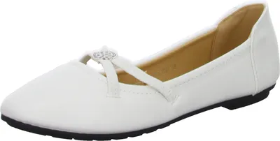 Produktbild von Ballerina aus glattem Kunstleder in Weiß mit Blockabsatz Modell XSD0509-WH
