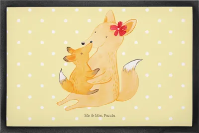 Produktbild von Mr. & Mrs. Panda Schmutzfangmatte Fuchs Mama 50 x 75 cm - Gelb Pastell - Geschenk, fußmatte, Bodenvorleger, Schmutzmatte, Muttertag, Fußabstreifer, Schoß, Tochter, Mutter