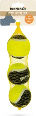 Image de Balle éponge Beeztees Fetch, lot de 3, 6,3 cm, noir/jaune