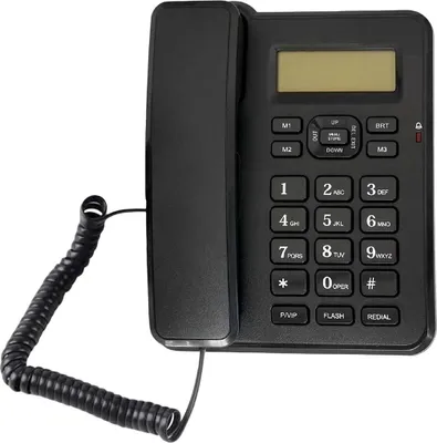 Zdjęcie produktu dla Avizar, telefon stacjonarny z głośnikiem, skróconym wybieraniem numerów, wyświetlaczem LCD, czarny