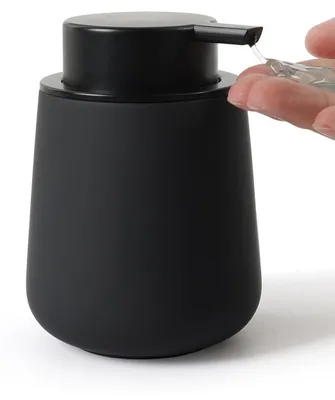 Productafbeelding van Keramische zeepdispenser, zwarte afwasmiddeldispenser, navulbare vloeistofzeepdispenser (350 ml), grote pompkop voor eenvoudig gebruik, geschikt voor keuken en badkamer