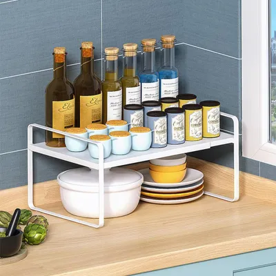 Produktbild von Küchenregal Gewürzregal Unterschrankregal Teleskopregal 36-60x21x18 cm Weiß