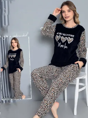 Immagine prodotto di Pigiama da donna POLAR pigiama leopardo XL 2 pezzi set lungo caldo inverno C-11