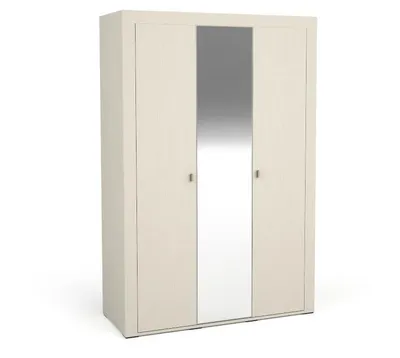 Produktbild von Kleiderschrank MORANO II 3-türiger Schlafzimmerschrank mit Spiegel, Kleiderstange und Regalfächern, Garderobenschrank Schlafzimmer, Flur, Kaschmir