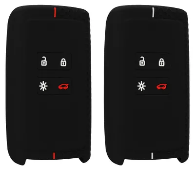 Produktbild von kwmobile 2x Autoschlüssel Silikon Cover kompatibel mit Renault 4-Tasten Smartkey Autoschlüssel (nur Keyless Go) Hülle - Schlüsselhülle Case in Schwarz