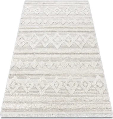 Produktbild von Teppich ÖKO SISAL MOROC 22322 Rauten, Linien, boho Franse - strukturell beige / creme beige 136x190 cm