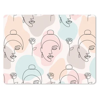 Produktbild von MuchoWow® Mauspad Mousepad Frau - Blumen - Strichzeichnung - Pastell - Muster 40x30 cm - Mousepads - Maus Mat - Pad - Mausunterlage - Anti Rutsch