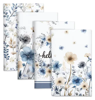 Immagine prodotto di Set di 4 strofinacci, motivo fiori acquerello, 48 x 70 cm, 100% cotone