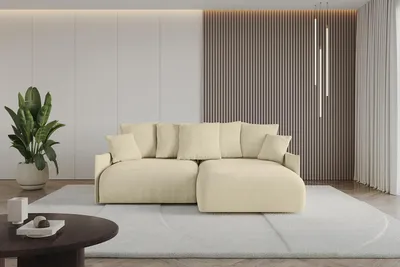 Produktbild von ALTDECOR Ecksofa mit Schlaffunktion und Bettkasten ONESK-L-v1 216x177x72 cm  Beige - Corner Sofa Eckcouch Couch L-Form  angeordnet Schlafcouch Ausziehbar Wohnlandschaft