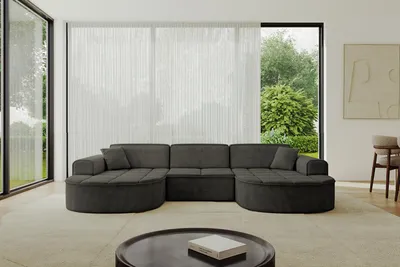 Produktbild von ALTDECOR Ecksofa in U- Form  TARO-U1 - 303x171x79,5 cm  Schwarz - Corner Sofa Bett Eckcouch Couch L-Form Wohnlandschaft  Cauchsofa