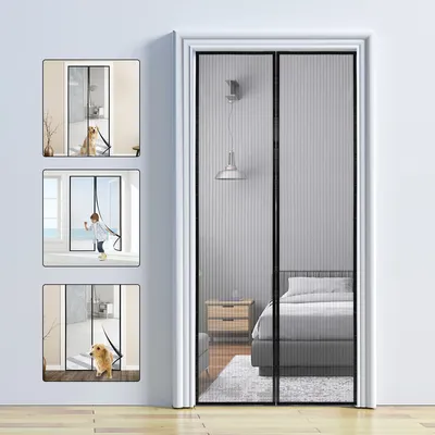 Obrázek produktu pro Fiqops magnetická síťka proti hmyzu 90 x 210 cm síťka proti hmyzu balkonové dveře záclona proti komárům síťka proti hmyzu bez vrtání