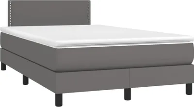Produktbild von vidaXL Boxspringbett mit Matratze Grau 120x190 cm Kunstleder