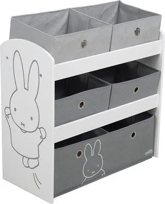Produktbild von Miffy Spielschrank, 63,5 cm breit, 30 cm tief, 60 cm hoch, mit 5 herausnehmbaren Stoffdosen