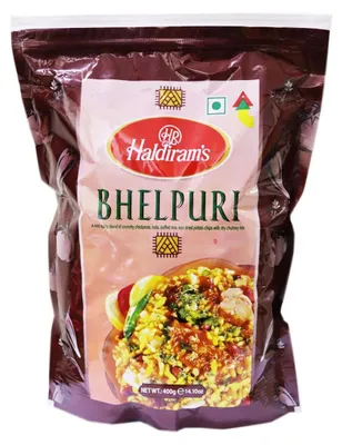 Zdjęcie produktu dla Mieszanka bhelpuri Haldiram's Bhelpuri 400g - chrupiąca słodko-kwaśna