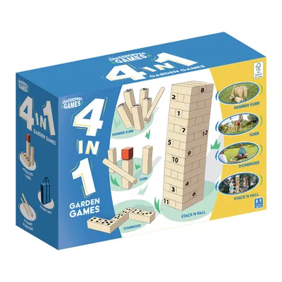 Obrázek produktu pro Dřevěné zahradní hry Grasshopper 4 v 1 Kubb/Domino/Jenga