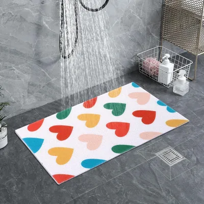 Image de Tapis de douche antidérapant en PVC, motif loofah, blanc, 40 x 60 cm