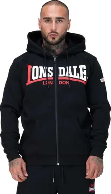 Obrázek produktu pro Pánská tepláková bunda s kapucí a zipem regular fit GARRIGILL Black/White/Red L Lonsdale