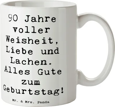 Produktbild von Mr. & Mrs. Panda Tasse Spruch 90. Geburtstag - Weiß - Geschenk, Alter, Meilenstein, Besonderer Anlass, Kaffeebecher, Happy Birthday, Teetasse, Kaffeetasse, Alles Gute zum