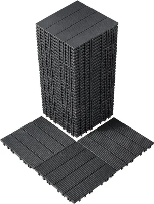 Produktbild von 36x Klickfliesen Terrassenfliesen Balkonfliesen 30x30cm Dunkelgrau - Hochwertige Fliesen für Innen- und Außenbereich - langlebig und pflegeleicht