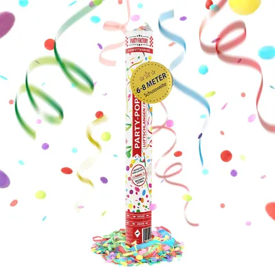 Produktbild von Party Popper 40 cm bunte Luftschlangen Konfetti bis 8 m Effekthöhe Konfettiregen