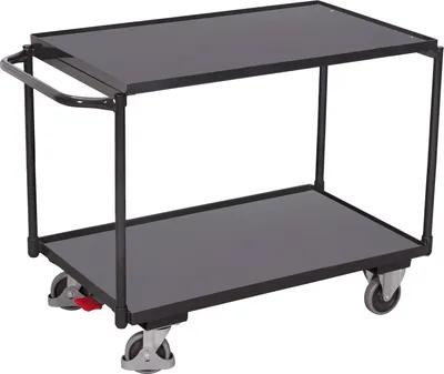 Produktbild von VARIOfit Tischwagen mit Schiebegriff und 2 Ladeflächen 985x690mm Anthrazitgrau