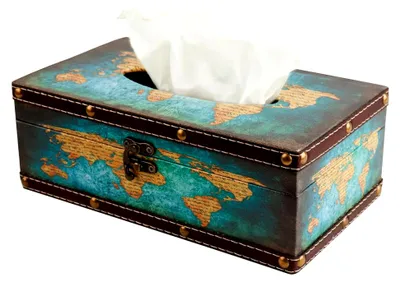 Produktbild von Vintage Taschentuchbox aus Holz mit Metallschloss