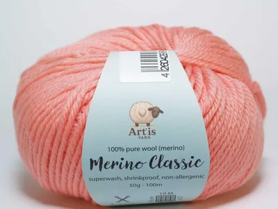 Obrázok produktu pre Merino Classic Art'is Yarn 100 % Vlna Superwash (50 g/100 m) (1624 pastelovo ružová)