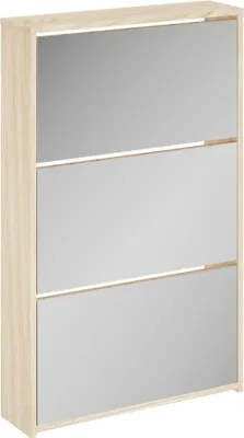 Produktbild von vidaXL Schuhschrank mit 3 Fächern Spiegel Eiche-Optik 63x17x102,5 cm